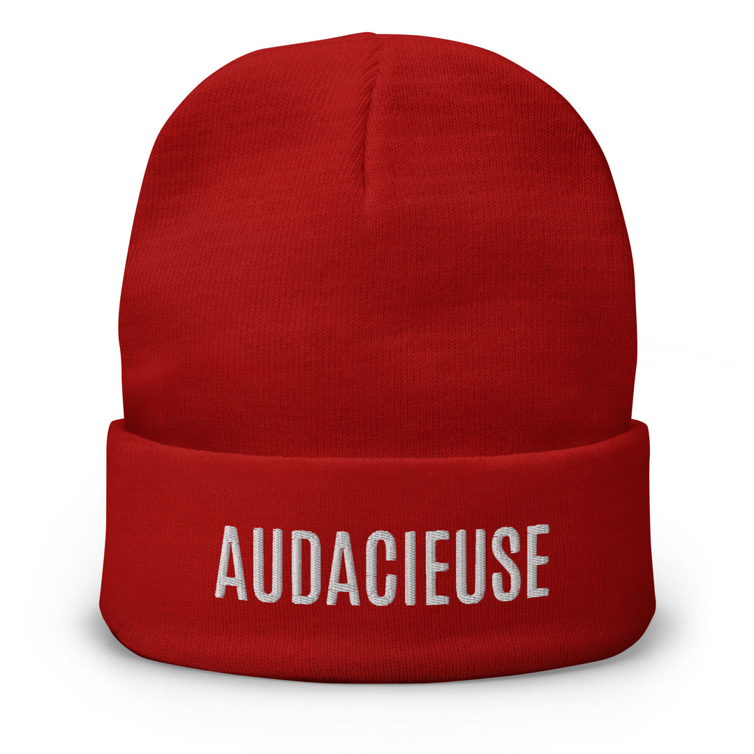Bonnet femme brodé AUDACIEUSE 3D avec message inspirant
