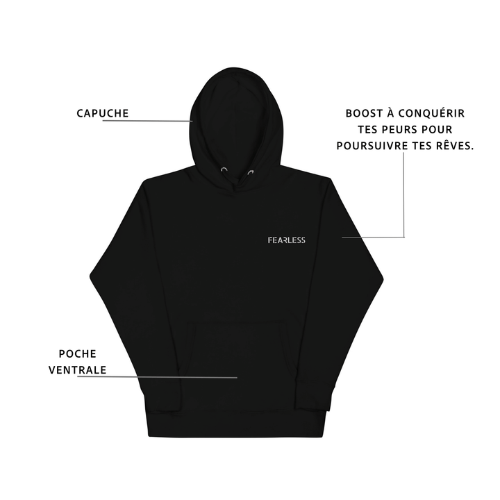 Sweat FEARLESS noir – Broderie "sans peur" pour femme