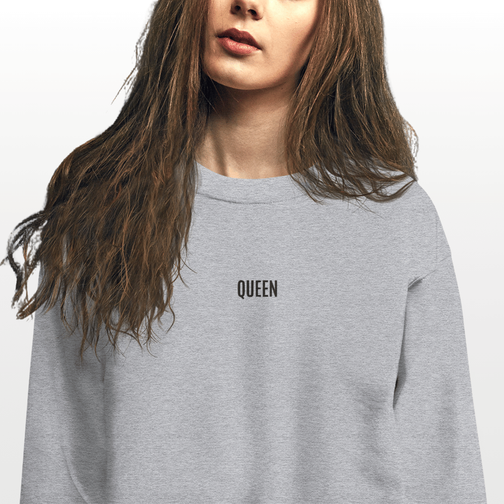 Sweat QUEEN femme gris – Broderie inspirante de force et de courage