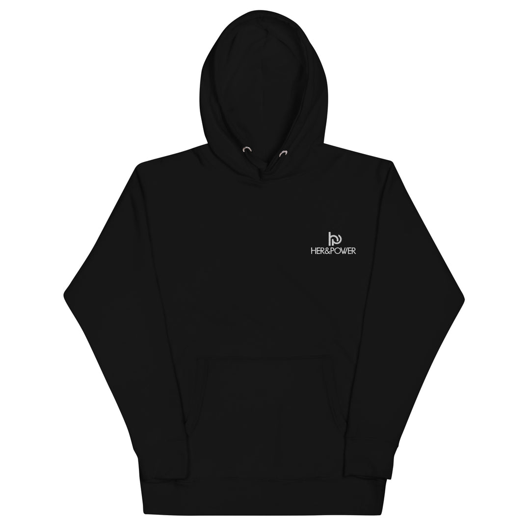 Sweat à capuche noir femme brodé HER&POWER – Empowerment féminin