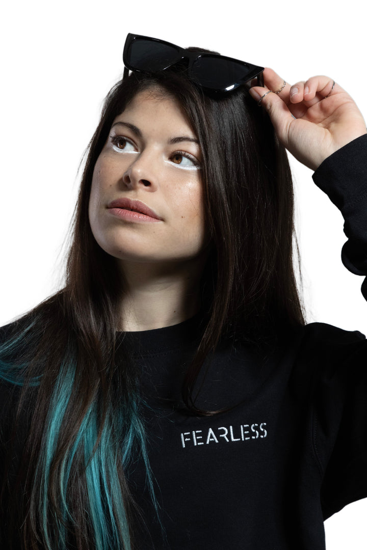 Sweat col rond noir FEARLESS – Confort durable pour femmes actives