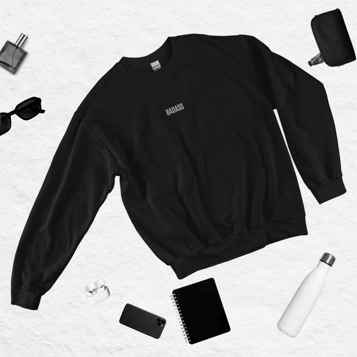 Sweat col rond noir femme – Broderie BADASS pour une force intérieure