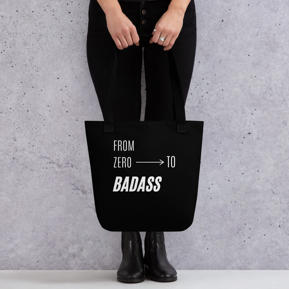 Tote bag noir BADASS avec impression inspirante