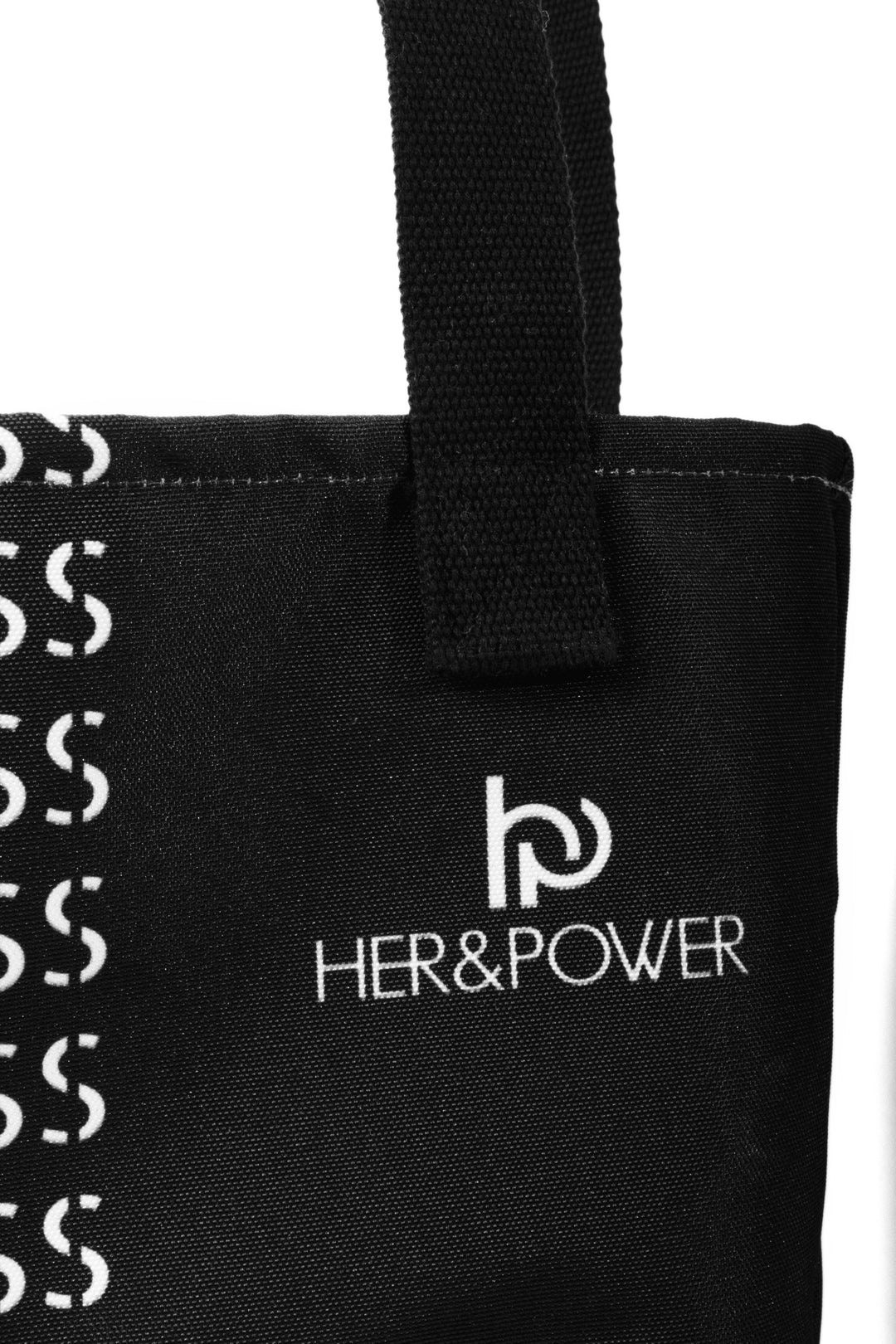Tote bag noir FEARLESS avec impression motivante et confortable